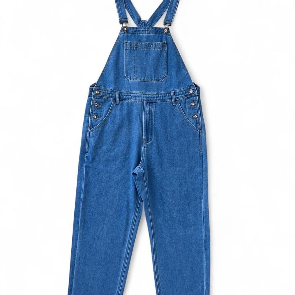 Medium Blue Denim Bib Overalls Unisex Baggy Carpenter Size Medium